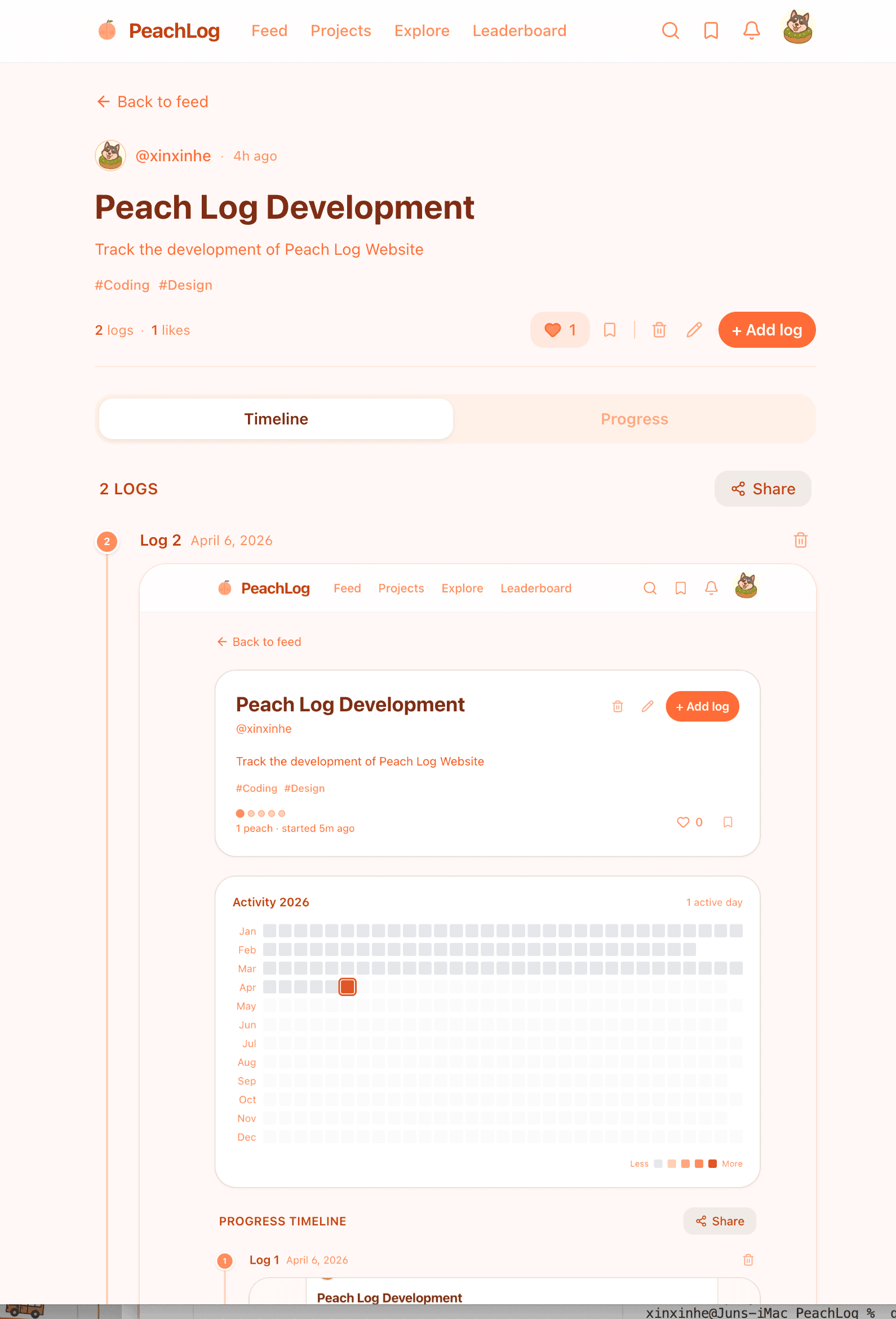 Peach Log Development